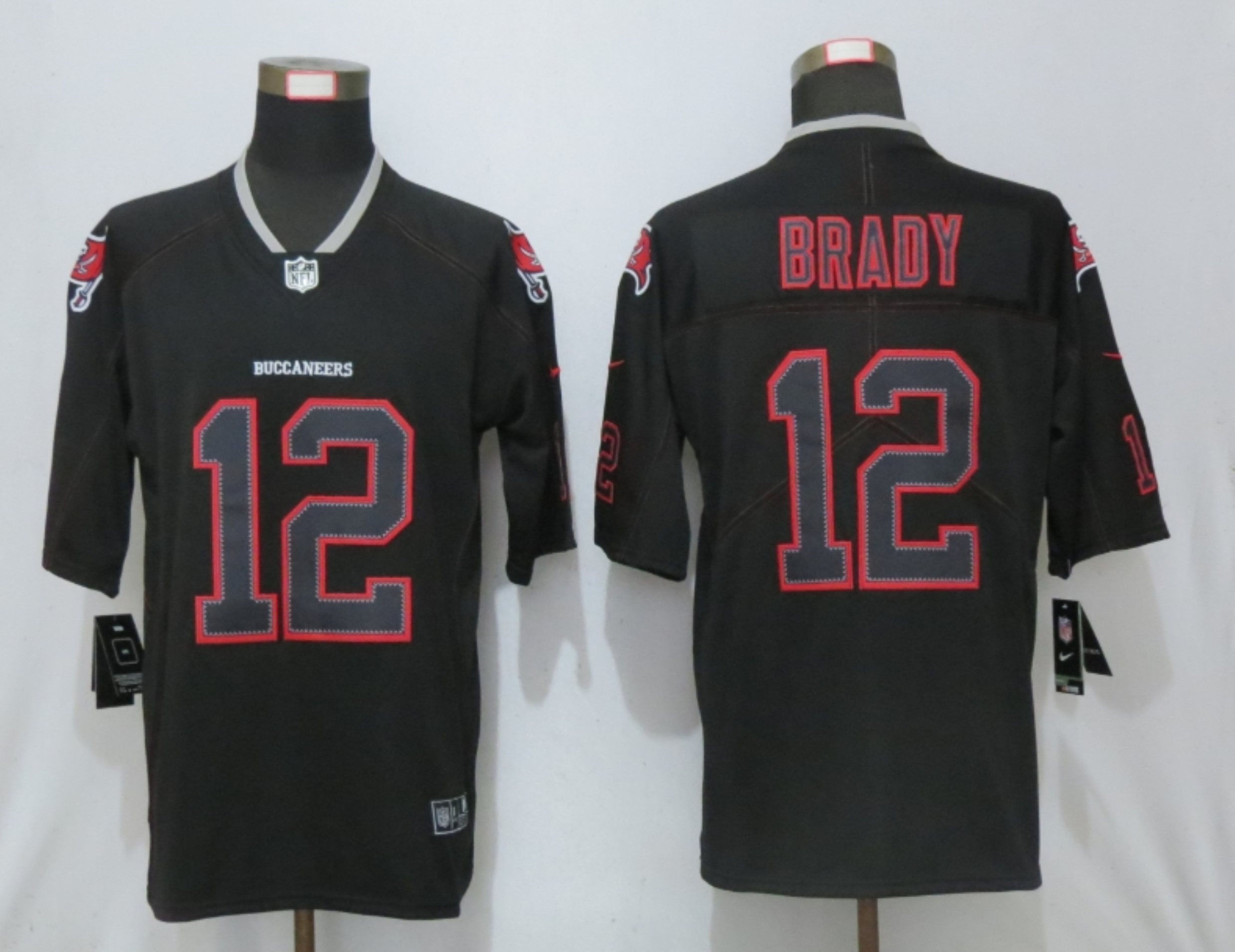 Men New Nike Tampa Bay Buccaneers #12 Brady Lights Out Black Elite Jerseys->oakland raiders->NFL Jersey